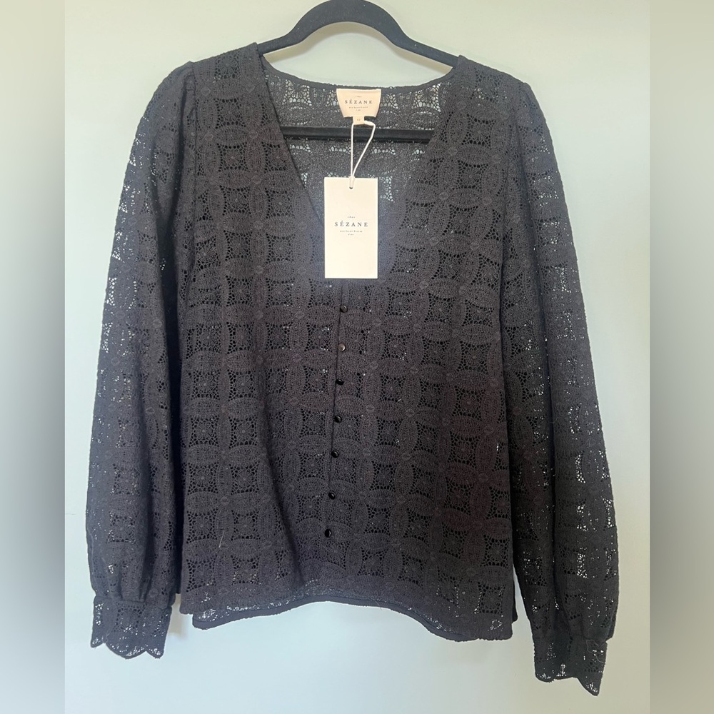 Sezane Gaya Shirt Noir. - Size 42 NWT